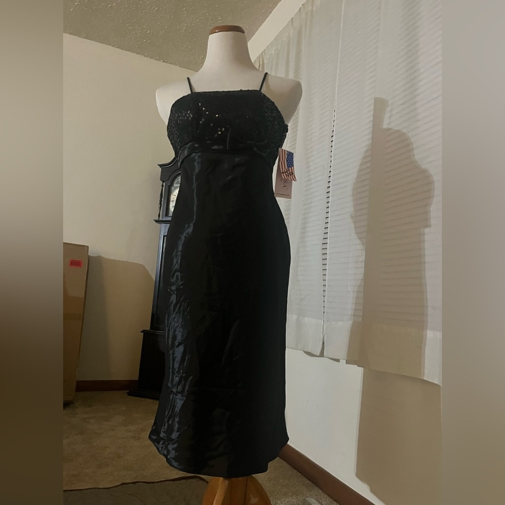 Brand new prom formal dress black with sequence accents along the top